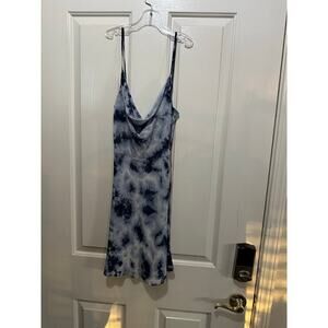 Realisation Par Montague in Tripping Tie Dye mini blue white silk dress Size XS